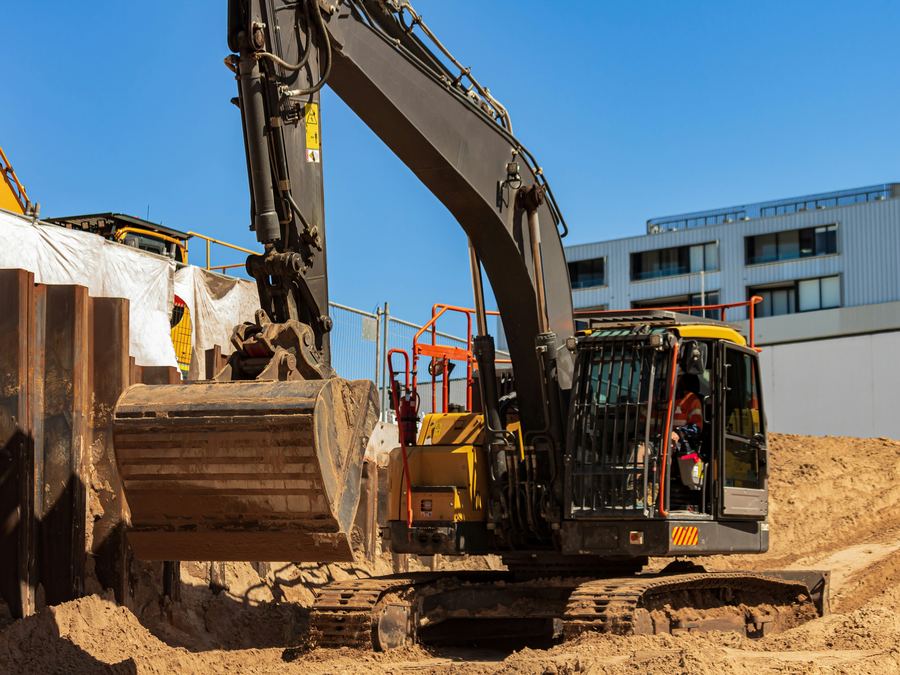 Excavator on a construction site