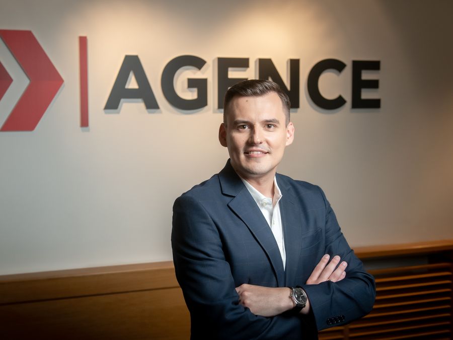 Rolands at the staffing agency he built in Latvia